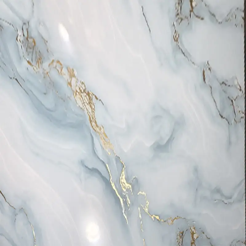 Högblank metallisk gyllene UV-marmorväggpanel